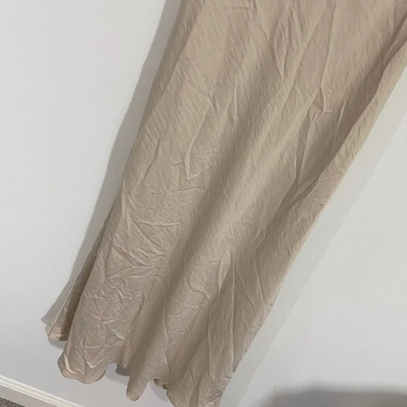 Loft NWT Small Champagne Beige Satin Silky Slip Midi Dress Draped Neck‎ - Picture 5 of 14